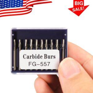 Crisp – 10Pcs Dental Tungsten Carbide Burs Fg 557 Bur Drills Friction Grip High Speed Or
