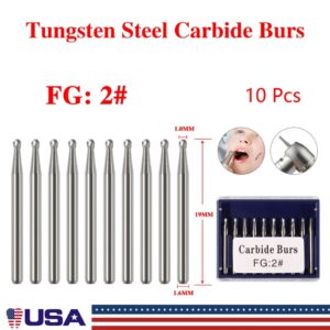 Crisp – 10Pcs Dental Carbide Steel Burs Drills For High Speed Handpiece Dentist Fg Bur 2