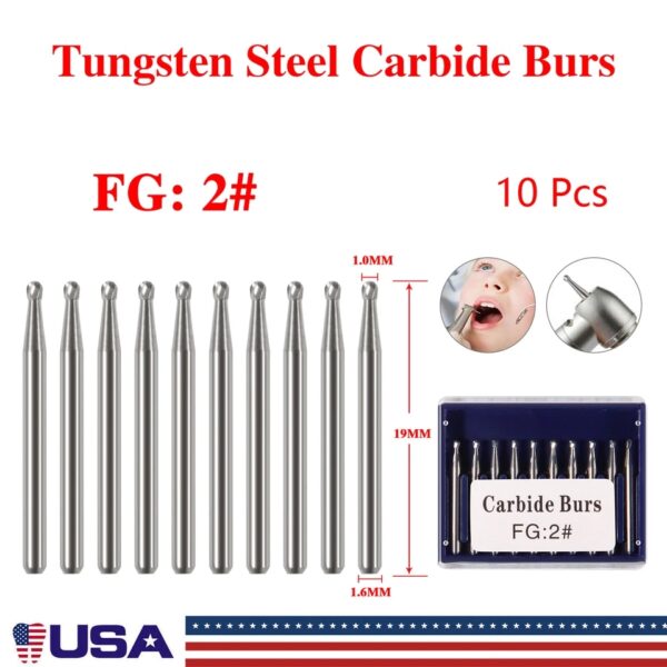 Crisp – 10Pcs Dental Carbide Steel Burs Drills For High Speed Handpiece Dentist Fg Bur 2