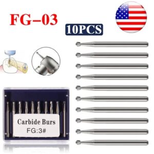Crisp – Fg 3 Dental Round Carbide Steel Drills Burs Fg Bur For High Speed Handpiece