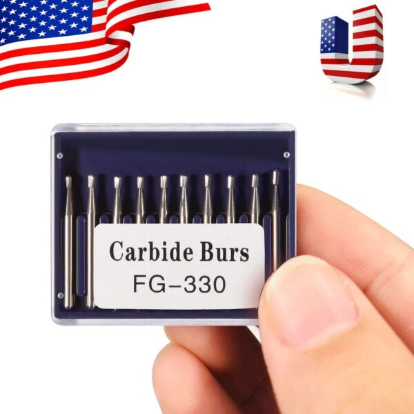 Crisp – 10* Dental Round Carbide Steel Drills Burs Fg-330 Bur For High Speed Handpiece