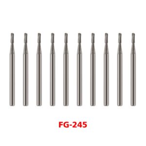 Crisp – 10X Dental Round Carbide Steel Drills Burs Fg-245 Bur For High Speed Handpiece