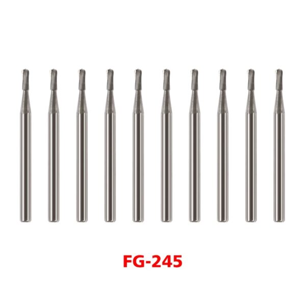 Crisp – 10X Dental Round Carbide Steel Drills Burs Fg-245 Bur For High Speed Handpiece