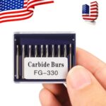 Crisp – 10X Dental Round Carbide Steel Drills Burs Fg-330 Bur For High Speed Handpiece