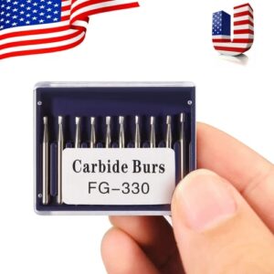 Crisp – 10X Dental Round Carbide Steel Drills Burs Fg-330 Bur For High Speed Handpiece