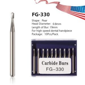 Crisp – 10X Dental Round Carbide Steel Drills Burs Fg-330 Bur For High Speed Handpiece