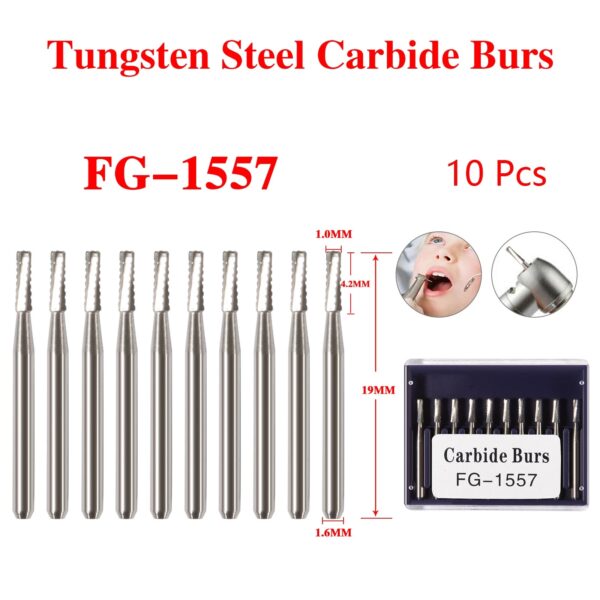 Crisp – 10*Dental Carbide Steel Bur Drills Tools For High Speed Handpiece Fg1557