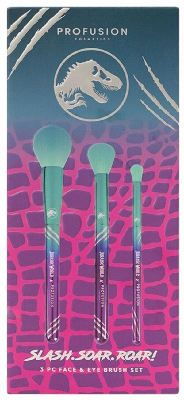 Profusion Cosmetics Jurassic World Slash. Soar. Roar! 3 PC Face & Eye Brush Set