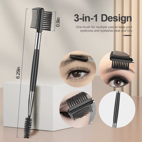 Emlimny Eyebrow Brush Eyelash Separator Brow Comb & Lash Spoolie Professional Eye Makeup Tools (3 Pieces Set)