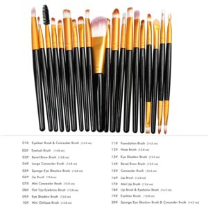 Makeup Brushes Set 20 PCS, Eyeliner Eyeshadow Blending Brush, Wool MakeUp Brush Set ,Powder Face Foundation Eyeshadow Eyeliner Lip Cosmetic Brushes