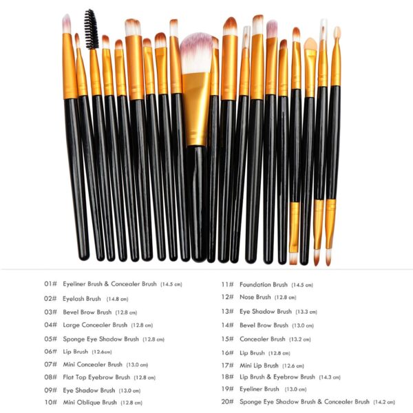 Makeup Brushes Set 20 PCS, Eyeliner Eyeshadow Blending Brush, Wool MakeUp Brush Set ,Powder Face Foundation Eyeshadow Eyeliner Lip Cosmetic Brushes