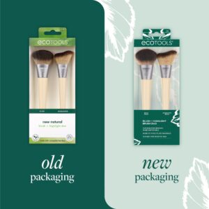 EcoTools Blush + Highlight Brush Duo, Face Makeup Brushes, 2 Piece Set