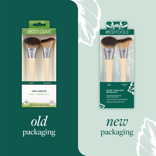 EcoTools Blush + Highlight Brush Duo, Face Makeup Brushes, 2 Piece Set