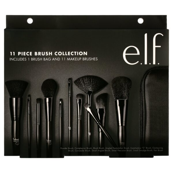 e.l.f. 11 Piece Brush Collection Includes 1 Brush Bag and 11 Makeup Brushes – 11pc