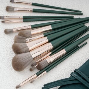 Makeup Brushes 14 Pcs Premium Synthetic Makeup Kit,Foundation Brush Eyeshadow Brush Make up Brushes Set Green