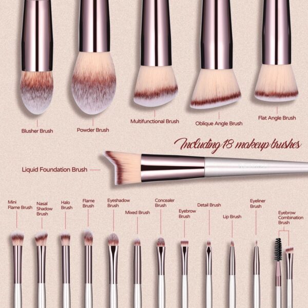 BS-MALL Makeup Brush Set 18 HYZ01 Pcs Premium Synthetic Foundation Powder Concealers Eye shadows Blush Makeup Brushes with black case
