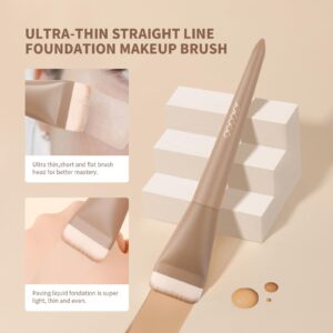 DOCOLOR Flat Top Foundation Brush - 1.2" Professional Kabuki Brush for Streak-Free Liquid, Cream & Powder - Khaki - Image 2