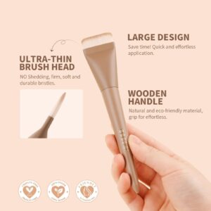 DOCOLOR Flat Top Foundation Brush - 1.2" Professional Kabuki Brush for Streak-Free Liquid, Cream & Powder - Khaki - Image 3