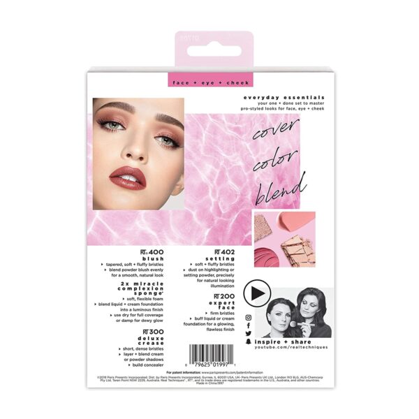 Real Techniques Makeup Brush Set with 2 Sponge Blenders for Eyeshadow Foundation Blush and Concealer Set of 6