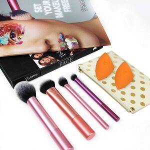 Real Techniques Makeup Brush Set with 2 Sponge Blenders for Eyeshadow Foundation Blush and Concealer Set of 6