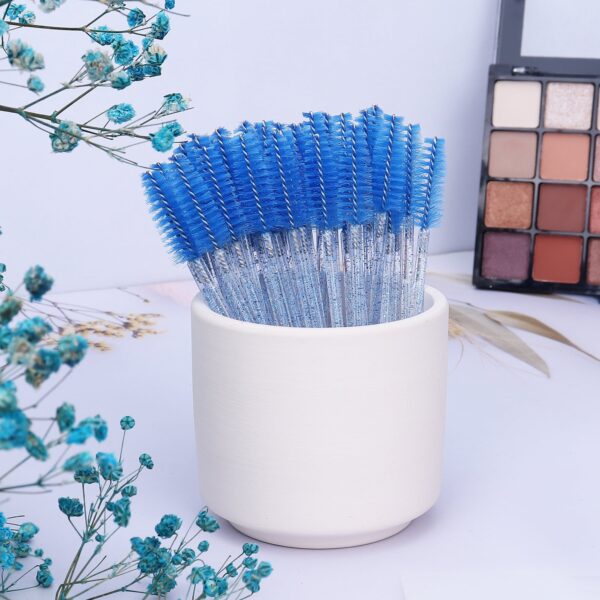 Disposable Mascara Wands 50Pcs Eyelash Brush Blue Crystal Lash Spoolies