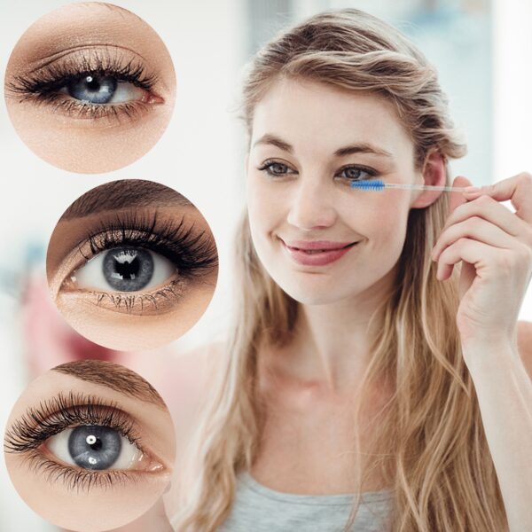 Disposable Mascara Wands 50Pcs Eyelash Brush Blue Crystal Lash Spoolies