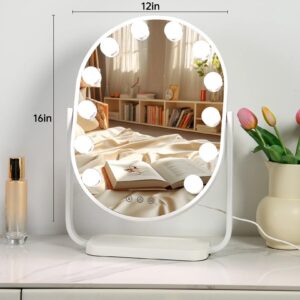 FUNTOUCH Hollywood Vanity Makeup Mirror with 12 Bulbs & 3 Colors Lighting, 16.14"x11.81" Tabletop Mirror, Smart Touch Control & 360° Rotatio - Image 3