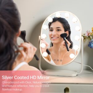FUNTOUCH Hollywood Vanity Makeup Mirror with 12 Bulbs & 3 Colors Lighting, 16.14"x11.81" Tabletop Mirror, Smart Touch Control & 360° Rotatio - Image 5