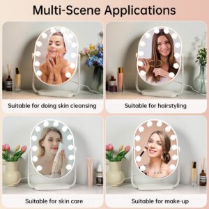 FUNTOUCH Hollywood Vanity Makeup Mirror with 12 Bulbs & 3 Colors Lighting, 16.14"x11.81" Tabletop Mirror, Smart Touch Control & 360° Rotatio - Image 6
