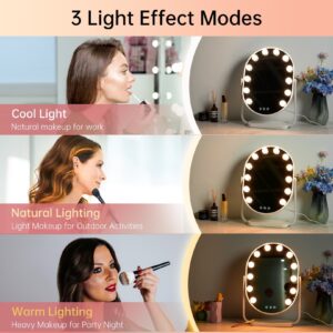 FUNTOUCH Hollywood Vanity Makeup Mirror with 12 Bulbs & 3 Colors Lighting, 16.14"x11.81" Tabletop Mirror, Smart Touch Control & 360° Rotatio - Image 7