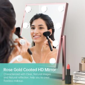 FUNTOUCH Hollywood Vanity Makeup Mirror with 12 Bulbs & 3 Colors Lighting, 16.14"x11.81" Tabletop Mirror, Smart Touch Control & 360° Rotatio - Image 11