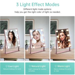 FUNTOUCH Hollywood Vanity Makeup Mirror with 12 Bulbs & 3 Colors Lighting, 16.14"x11.81" Tabletop Mirror, Smart Touch Control & 360° Rotatio - Image 12