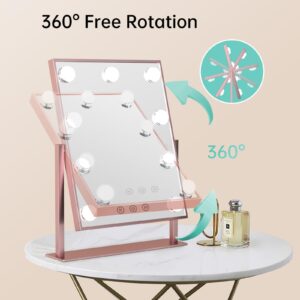 FUNTOUCH Hollywood Vanity Makeup Mirror with 12 Bulbs & 3 Colors Lighting, 16.14"x11.81" Tabletop Mirror, Smart Touch Control & 360° Rotatio - Image 13