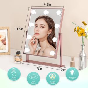 FUNTOUCH Hollywood Vanity Makeup Mirror with 12 Bulbs & 3 Colors Lighting, 16.14"x11.81" Tabletop Mirror, Smart Touch Control & 360° Rotatio - Image 14