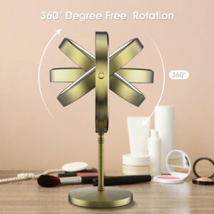 MATEPROX 8" Lighted Makeup Mirror with Stand, 1X 10X Magnifying Mirror Double Side, Detachable Table Top Vanity Mirror- Brushed Gold - Image 5