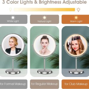MATEPROX 8" Lighted Makeup Mirror with Stand, 1X 10X Magnifying Mirror Double Side, Detachable Table Top Vanity Mirror- Brushed Gold - Image 10