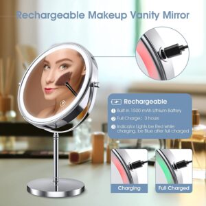 MATEPROX 8" Lighted Makeup Mirror with Stand, 1X 10X Magnifying Mirror Double Side, Detachable Table Top Vanity Mirror- Brushed Gold - Image 11