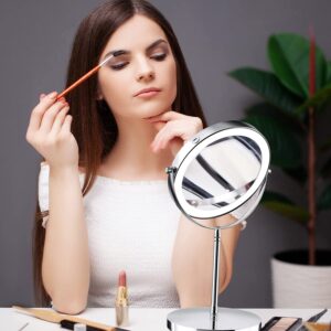 MATEPROX 8" Lighted Makeup Mirror with Stand, 1X 10X Magnifying Mirror Double Side, Detachable Table Top Vanity Mirror- Brushed Gold - Image 12