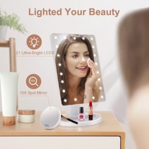 Funtouch Lighted Makeup Mirror with 10X Magnification, Adjustable Vanity Mirror, 180-Degree Rotation - Image 3