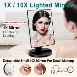Funtouch Lighted Makeup Mirror with 10X Magnification, Adjustable Vanity Mirror, 180-Degree Rotation - Image 11