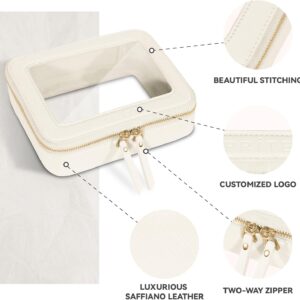 Clear Makeup Bag Cosmetic Organizer Case Waterproof Travel Toiletry Bag Skincare Pouch with Golden Zipper(Beige) - Image 4