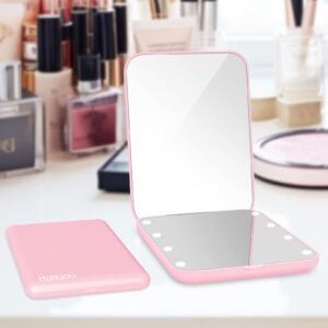 Huauoo Pocket Mirror, 1X/3X Magnification LED Compact Travel Makeup Mirror with Light - Image 3