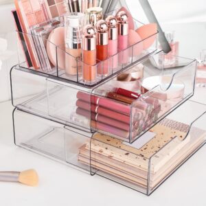 Vtopmart 4 Tier Clear Makeup Organizer with Drawer, Plastic Cosmetic Storage, Beauty Holder - Image 3