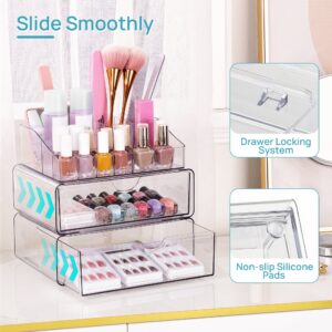 Vtopmart 4 Tier Clear Makeup Organizer with Drawer, Plastic Cosmetic Storage, Beauty Holder - Image 7