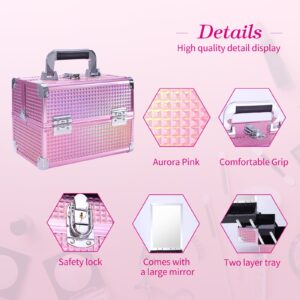 Lightweight Cosmetic Box Makeup Train Case Lockable Makeup Case Organizer 2 Trays Makeup Storage with Mirror Locking for Portable Makeup Storage Box - Image 3