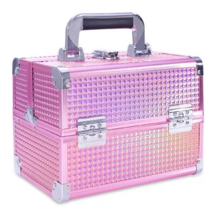Lightweight Cosmetic Box Makeup Train Case Lockable Makeup Case Organizer 2 Trays Makeup Storage with Mirror Locking for Portable Makeup Storage Box - Image 6