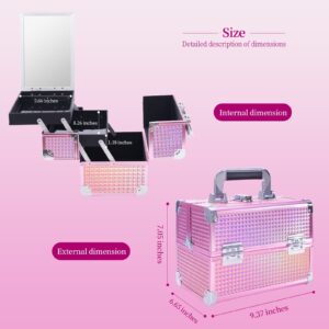 Lightweight Cosmetic Box Makeup Train Case Lockable Makeup Case Organizer 2 Trays Makeup Storage with Mirror Locking for Portable Makeup Storage Box - Image 7