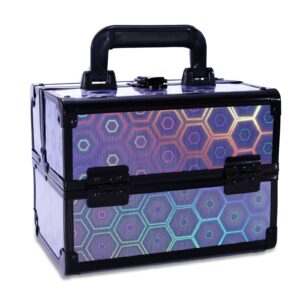 Lightweight Cosmetic Box Makeup Train Case Lockable Makeup Case Organizer 2 Trays Makeup Storage with Mirror Locking for Portable Makeup Storage Box - Image 10
