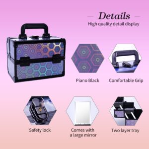 Lightweight Cosmetic Box Makeup Train Case Lockable Makeup Case Organizer 2 Trays Makeup Storage with Mirror Locking for Portable Makeup Storage Box - Image 11
