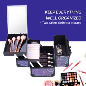 Lightweight Cosmetic Box Makeup Train Case Lockable Makeup Case Organizer 2 Trays Makeup Storage with Mirror Locking for Portable Makeup Storage Box - Image 12